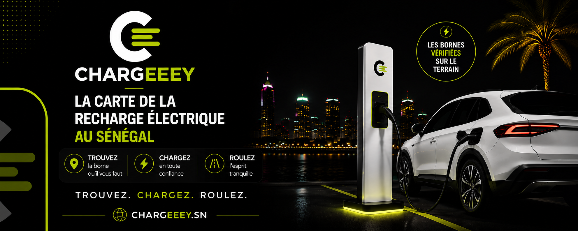 Borne de recharge CHARGEEEY et véhicule électrique à Dakar